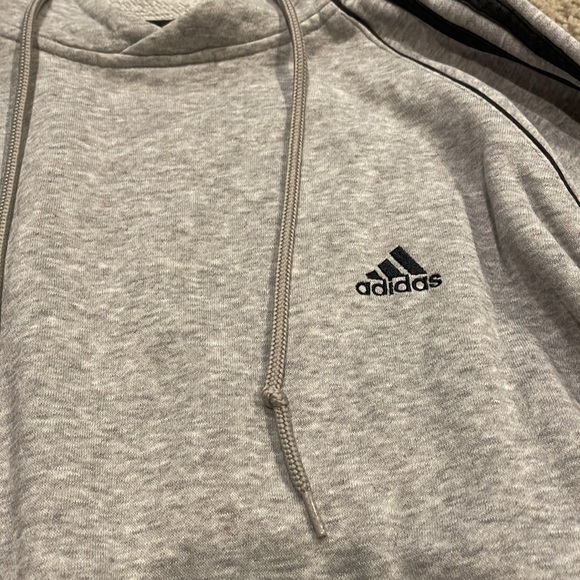Vintage adidas size medium grey with black striped pullover hoodie - Picture 2 of 6